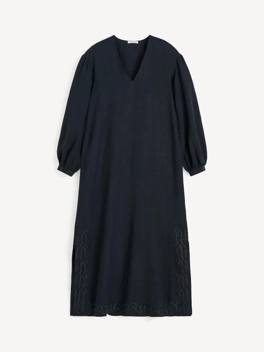 LOUISE Maxi kjole i 100% lin Sort