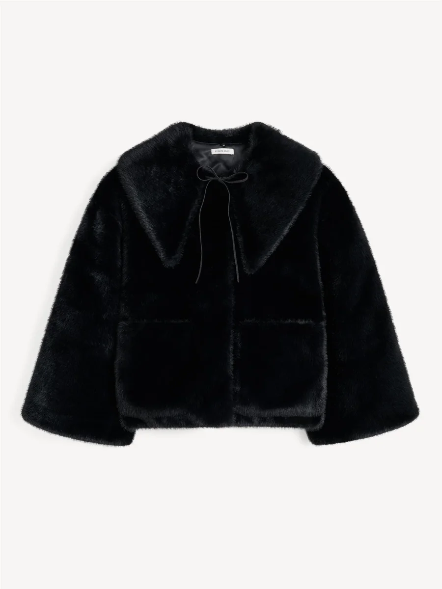 JACQUIE FAKE FUR Jakke Sort - Image 2