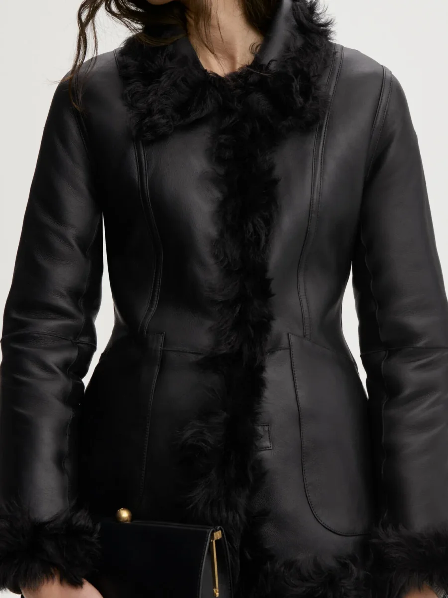 ADELINE SHEARLING Jakke, vrengbar Sort - Image 5