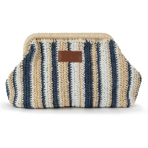 CTMH Sarafri Blue Raffia Clutch