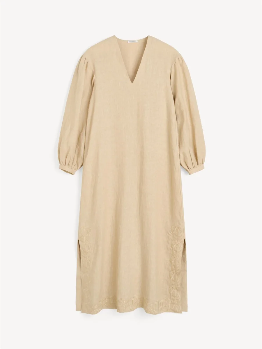 LOUISE Maxi kjole i 100% lin Beige