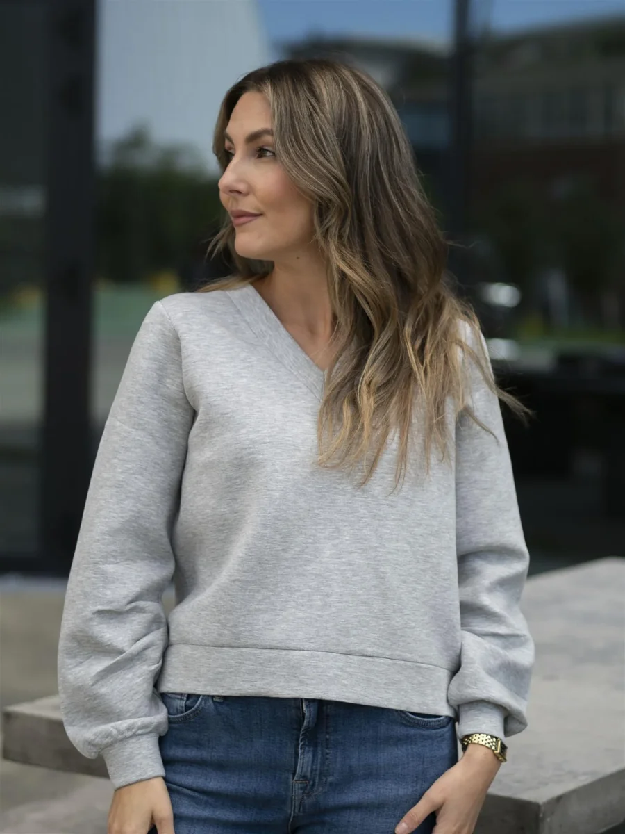 Jamila LS Sweat Lys Grå Melert - Image 2